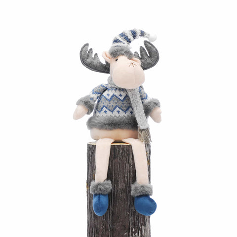 Festive Plushies Festive Christmas Dangly Legs Blue and Grey Reindeer with Scarf 57cm