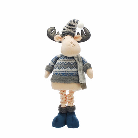 Festive Plushies Festive Christmas Extendable Legs Blue and Grey Reindeer with Scarf 91cm
