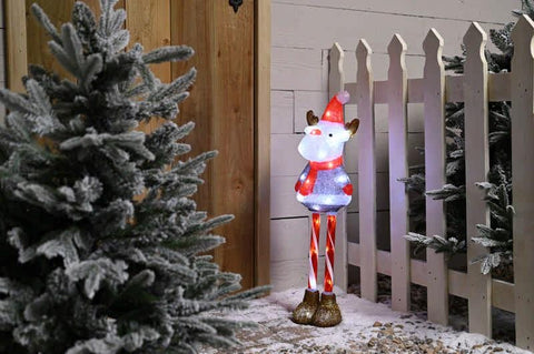 Festive Christmas LED 70cm lit acrylic candy cane leg Reindeer