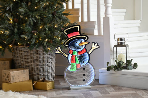 Festive Infinity Lighting Festive Christmas Lit Infinity Snowman Light
