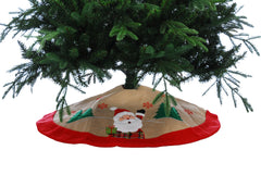 Festive Tree Skirts Festive Christmas Natural Linen Tree Skirt - Santa/Presents