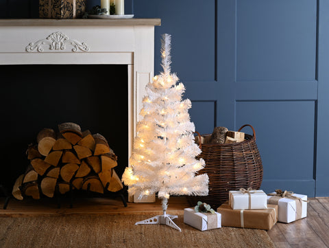 Festive Artificial Trees Festive Christmas Pre-lit Table Tree 90cm - White