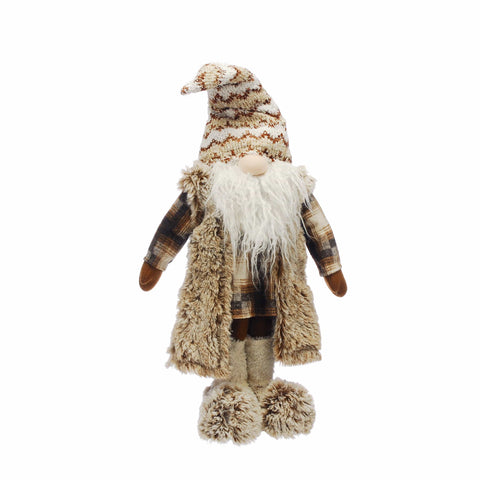 Festive Gonks Festive Christmas Standing Gonk Brown and Cream with Furry Coat and Boots 75cm