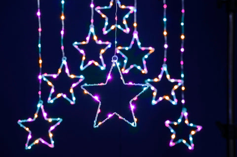 Festive LED Curtain Lights Festive Christmas Star Curtain Lights Aurora 120cm x 120cm