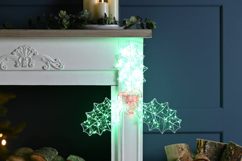 Festive LED Snowflakes Festive Christmas Twinkling Holly and Berries Dewdrop Silhouette Light