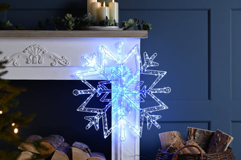 Festive LED Snowflakes Festive Christmas Twinkling Snowflake Dewdrop Silhouette Light