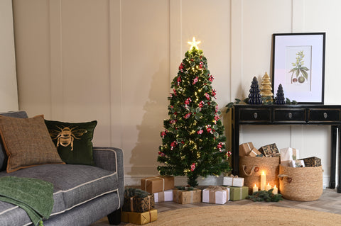 Festive Artificial Trees Festive Fibre Optic Holly and Candy Cane Christmas Tree 90cm