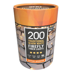 Festive String Lights Christmas Festive Firefly Traditional Warm White Timer String Lights 200 B/O