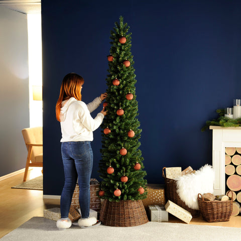 Festive Pre Lit Tree Festive - Glenmore Pine Slim Green - 168cm Christmas Tree