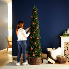 Festive Pre Lit Tree Festive - Glenmore Pine Slim Green - 168cm Christmas Tree