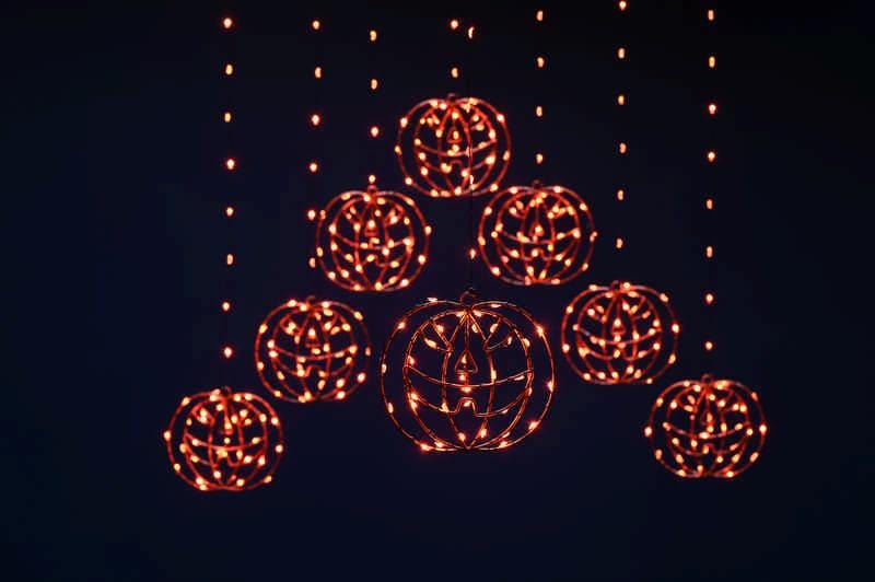Festive Halloween Lit Decor Festive Halloween 120cm halloween Pumpkin Curtain Light - Orange