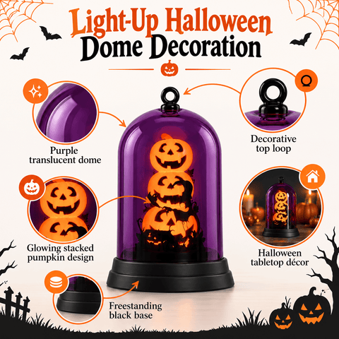Festive Halloween Lit Globe Festive Halloween 14cm B/O Lit Pumpkin Cloche