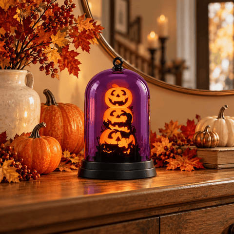 Festive Halloween Lit Globe Festive Halloween 14cm B/O Lit Pumpkin Cloche