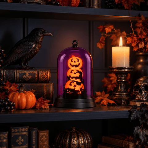 Festive Halloween Lit Globe Festive Halloween 14cm B/O Lit Pumpkin Cloche