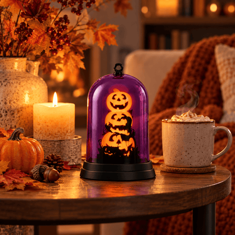 Festive Halloween Lit Globe Festive Halloween 14cm B/O Lit Pumpkin Cloche