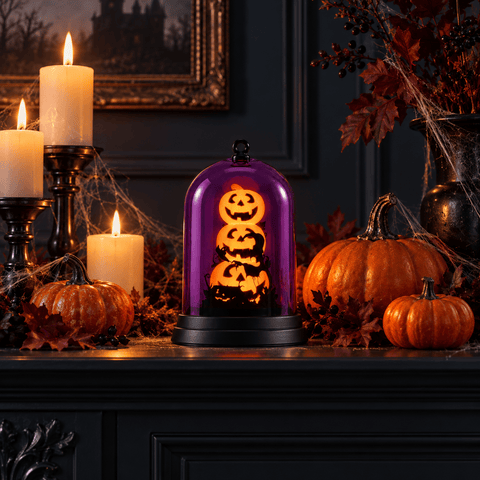 Festive Halloween Lit Globe Festive Halloween 14cm B/O Lit Pumpkin Cloche