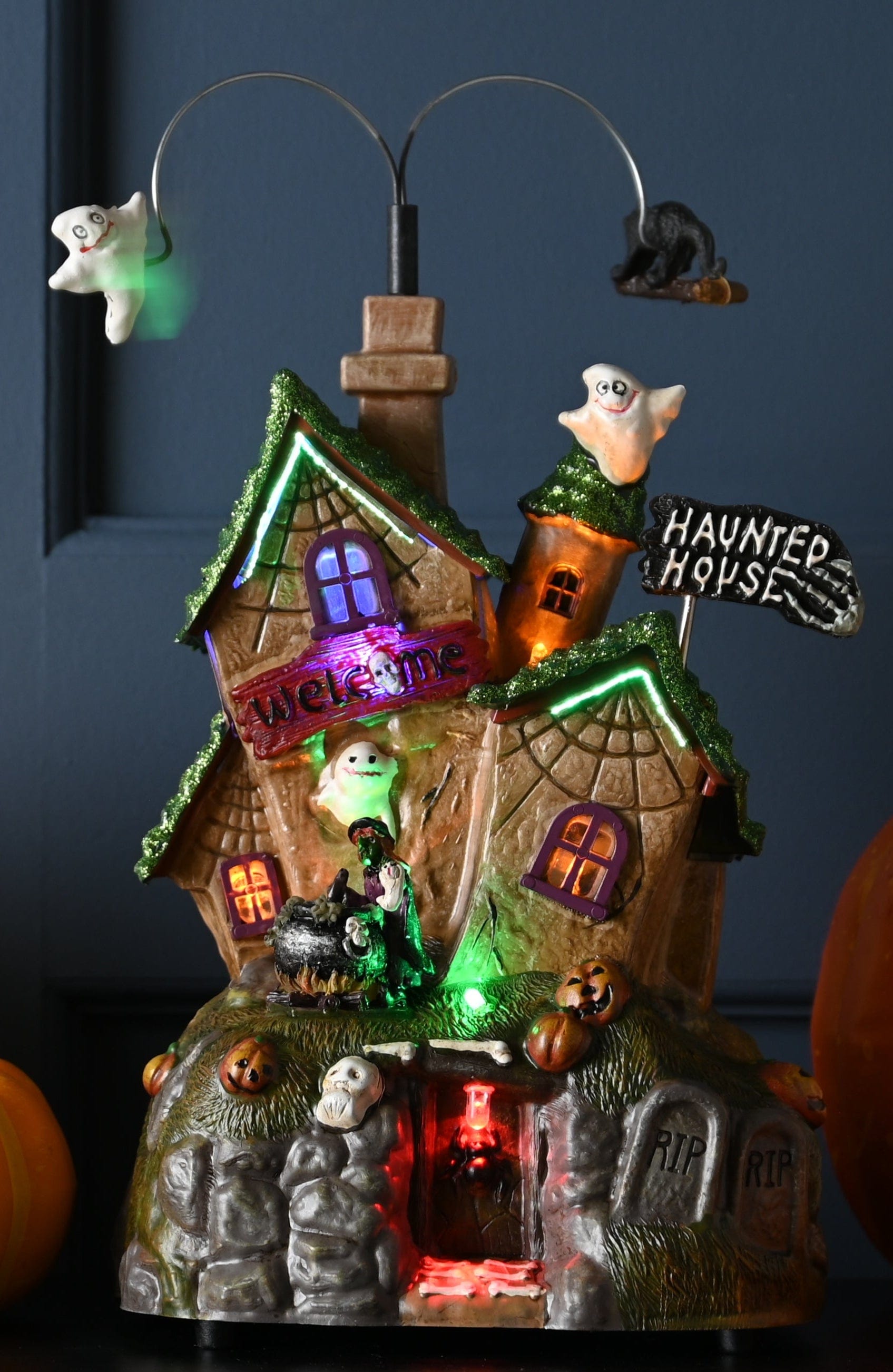 Festive Halloween Moving Figures Festive Halloween Lit Moving Haunted House