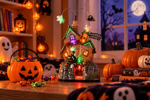 Festive Halloween Moving Figures Festive Halloween Lit Moving Haunted House