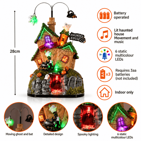 Festive Halloween Moving Figures Festive Halloween Lit Moving Haunted House