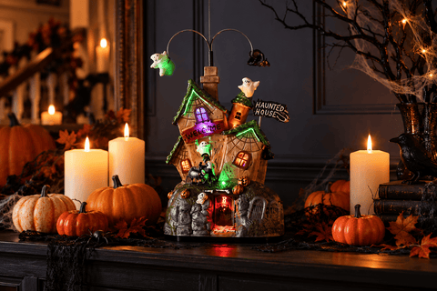 Festive Halloween Moving Figures Festive Halloween Lit Moving Haunted House