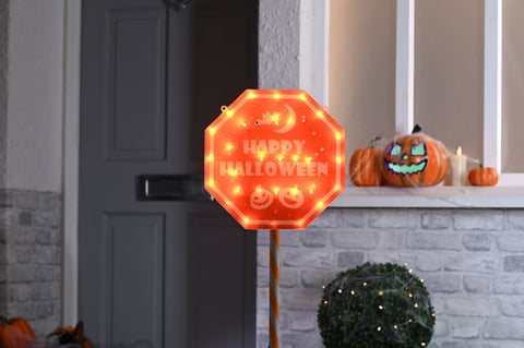 Festive Halloween Infinity Festive Halloween Lit Orange Happy Halloween Sign *** NO SKU OR SELL PRICE