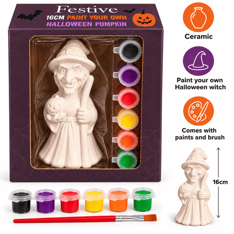 Festive Halloween Paint Your Own Halloween Witch 16cm
