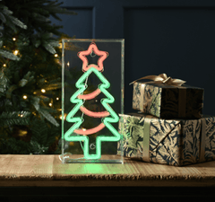 Festive Christmas Lit Decor Festive LED Christmas Tree Sign Green/Red