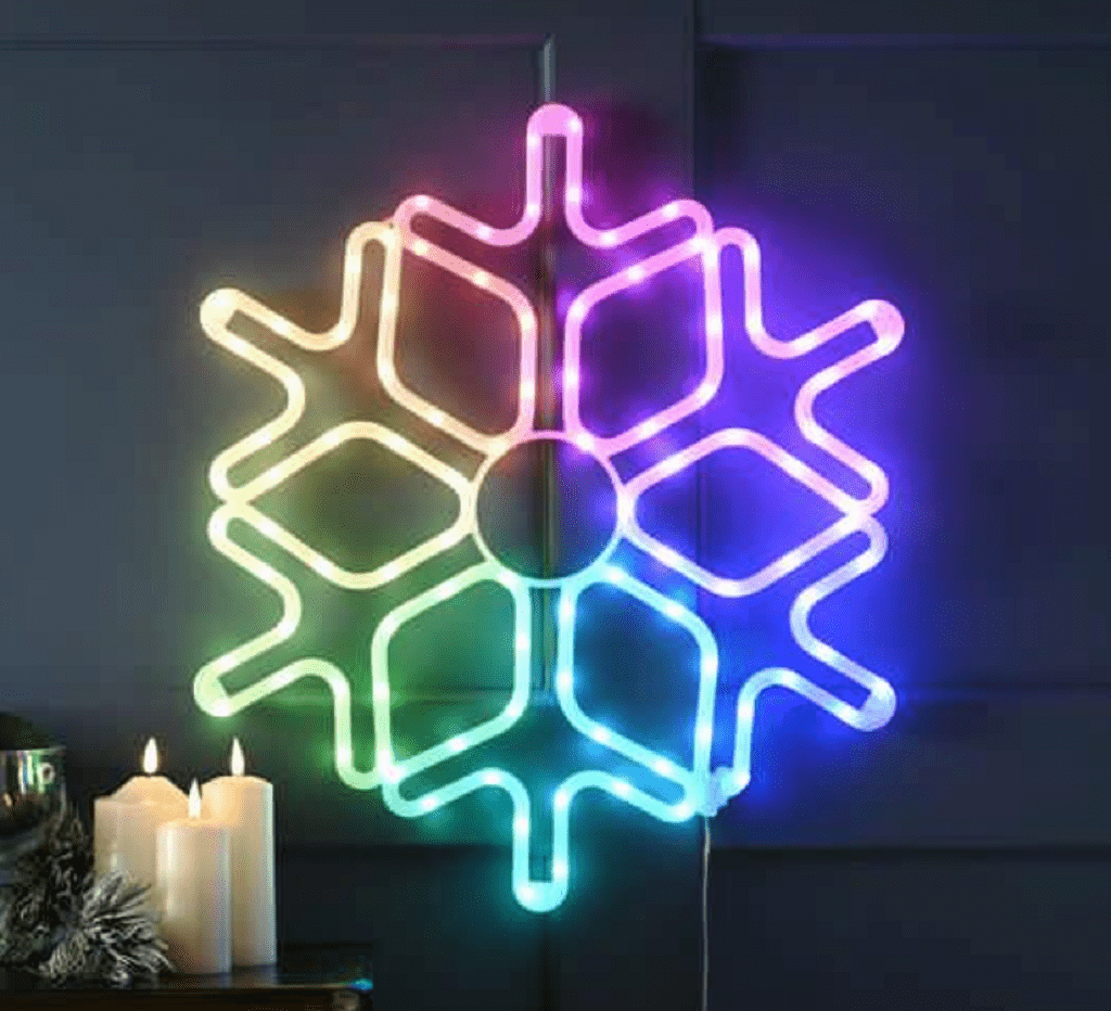 Festive Christmas Lit Decor Festive LED Digital Snowflake Remote-Controlled