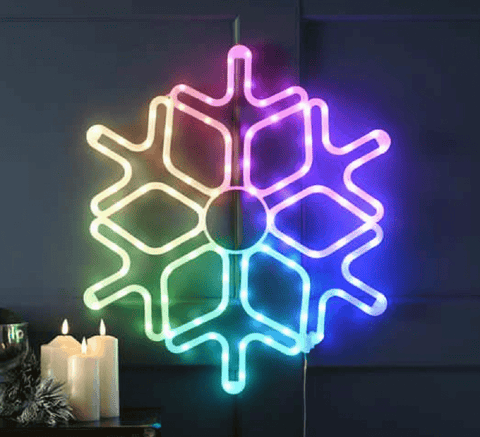 Festive Christmas Lit Decor Festive LED Digital Snowflake Remote-Controlled