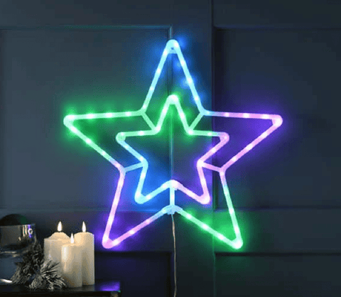 Festive Christmas Lit Decor Festive LED Digital Star Remote-Controlled