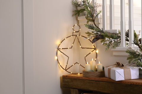 Festive LED Signs Festive Lit B/O Twinkling Gold Star Ball Warm White