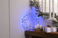 Festive LED Signs Festive Lit B/O Twinkling Silver Star Ball Blue LED