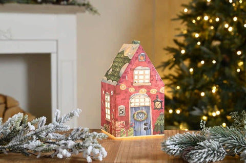 Festive LED Decoration Festive Lit Candy Cane House 21cm