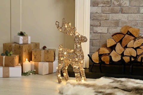 Festive LED Deer Festive Lit Champagne Gold Reindeer Decoration