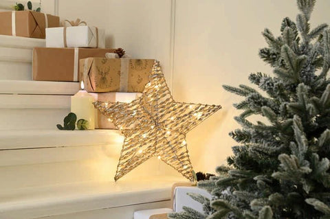 Festive LED Stars Festive Lit Champagne Gold Star Decoration