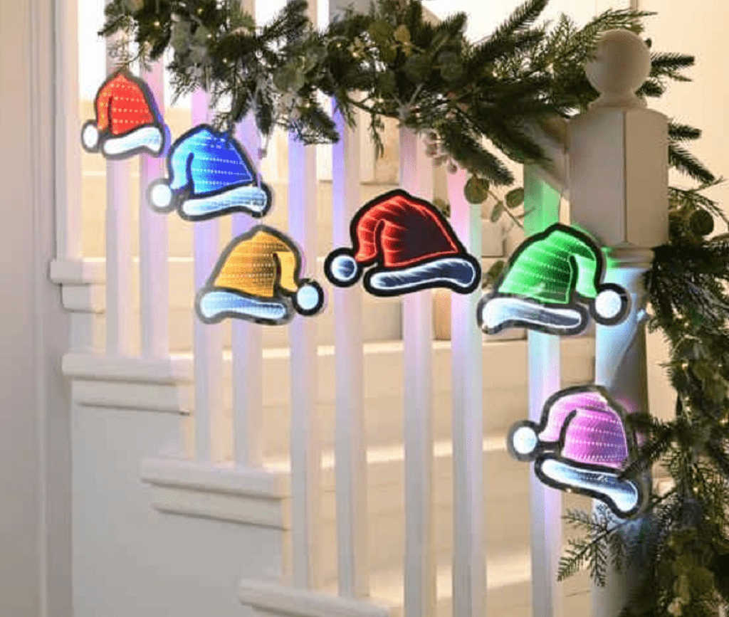 Festive Garlands Xmas Festive Lit Infinity Christmas Hat Garland