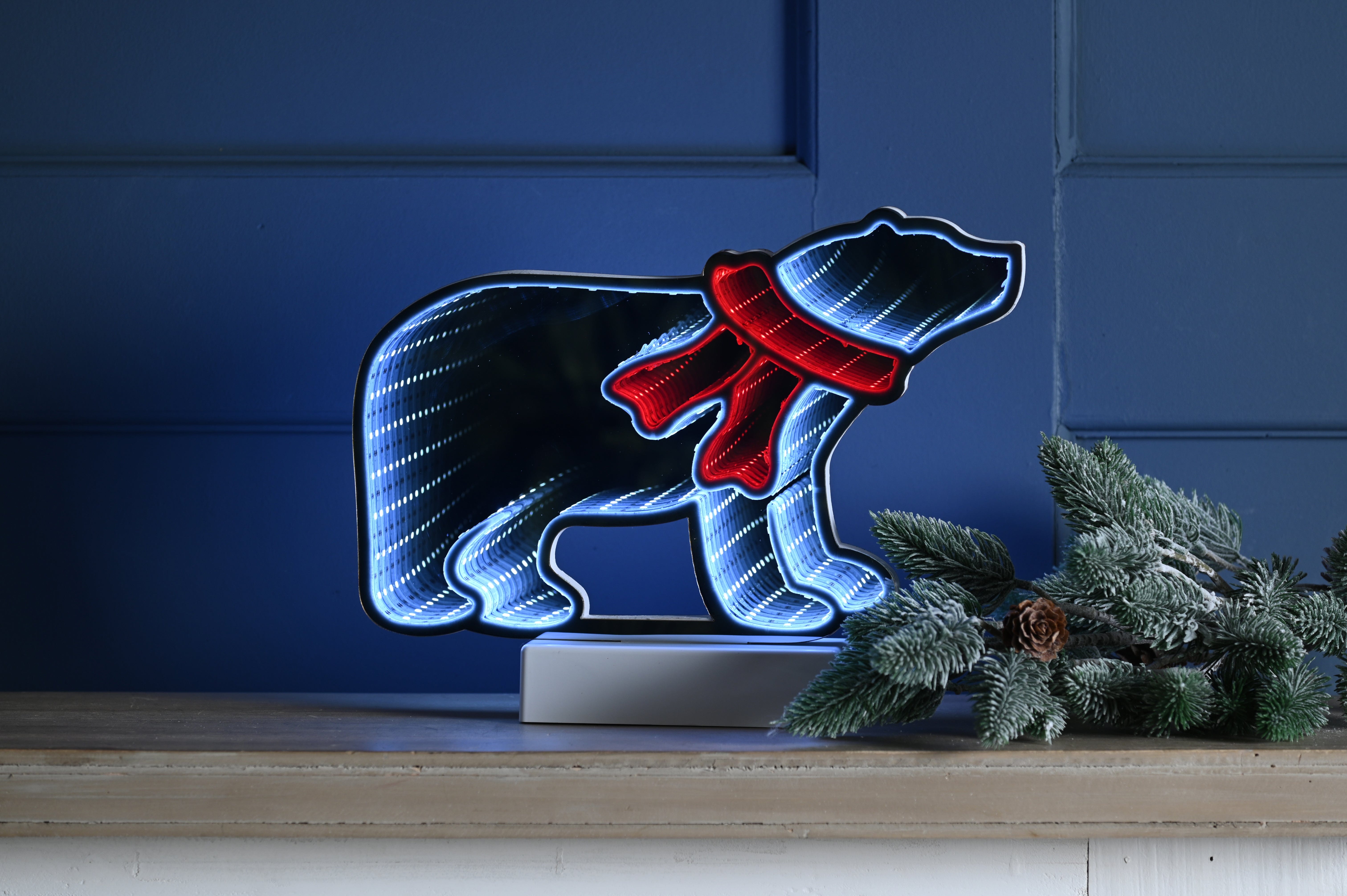 Festive Infinity Lighting Festive Lit Infinity Polar Bear and Scarf with Timer B/O