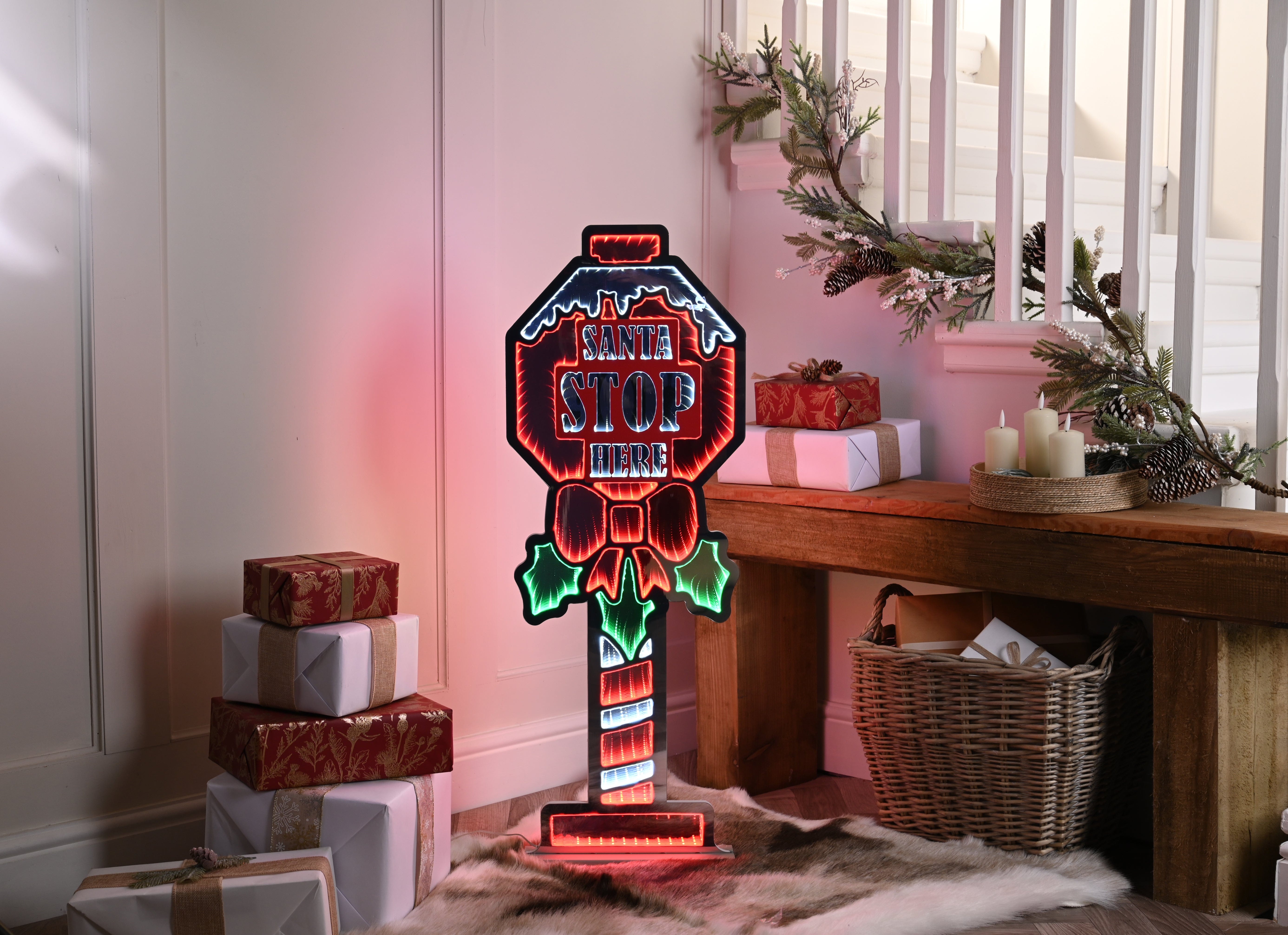 Festive Infinity Lighting Festive Lit Infinity Santa Stop Sign 120cm