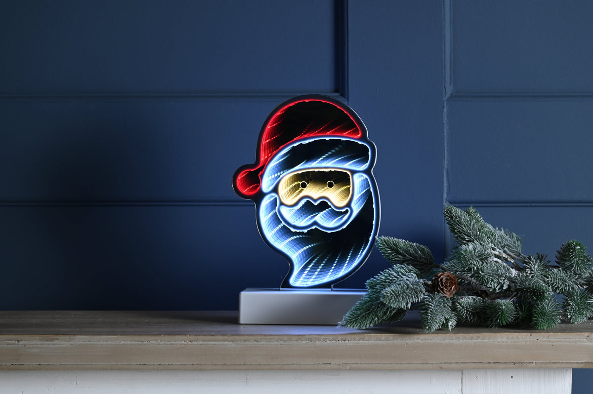 Festive Infinity Lighting Festive Lit Infinity Santa with Timer B/O