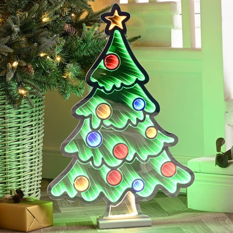 Festive Lit Infinity Tree With Wooden Base 60cm