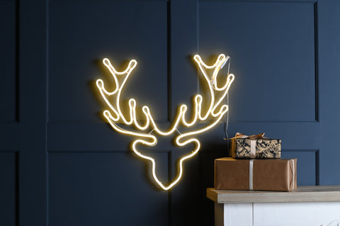 Festive LED Signs Festive Lit Neon Flex Reindeer Sign Large 58cm