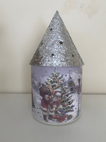 Festive Lit Santa Presents House 21cm