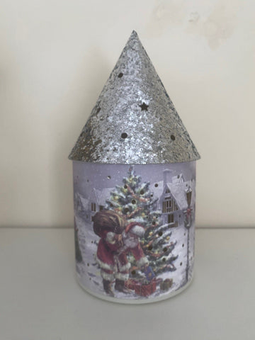 Festive Lit Santa Presents House 21cm