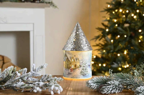 Festive LED Decoration Festive Lit Snowman House 21cm