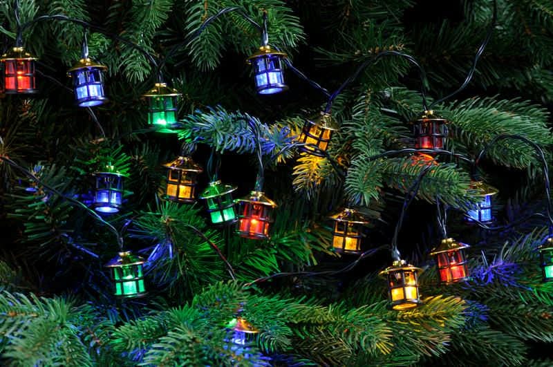 Festive String Lights Christmas Festive Multi Colour Lantern String Lights 50L