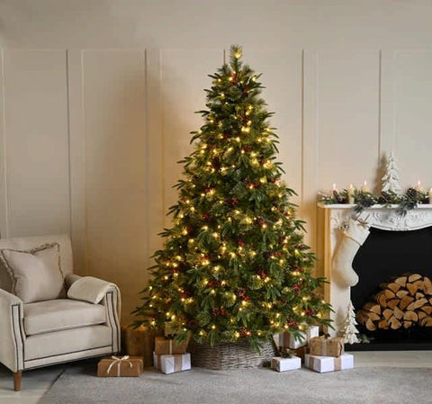 Festive Pre Lit Shadowfall Fir Christmas Tree 210cm/7ft