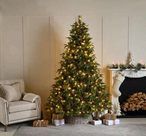 Festive Christmas Trees - Pre-Lit Festive Pre-Lit Shadowfall Fir Christmas Tree - 6ft/180cm