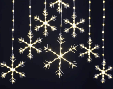 Festive LED Curtain Lights Festive Snowflake Curtain Lights V-Shape Warm White