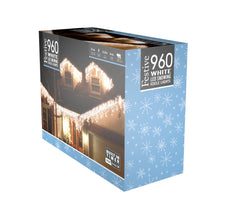 Festive String Lights Christmas Festive Snowing Icicle Lights Cool White 960L