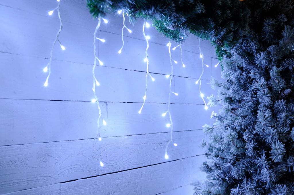 Festive String Lights Christmas Festive Snowing Icicle Lights Cool White 960L
